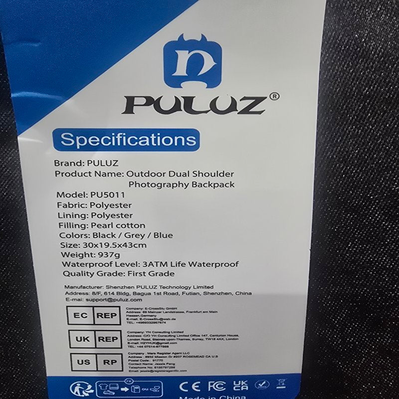 Mochila para Cámara Fotográfica Puluz PU5011, Negro