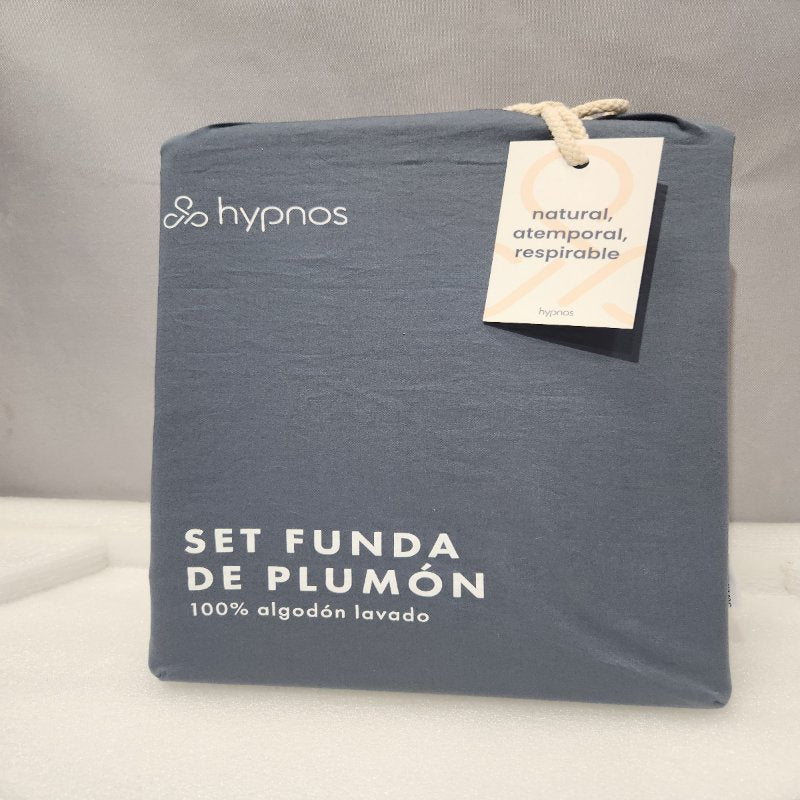 Set Funda de Plumón Hypnos Algodón Lavado 1.5 Plaza, Azul Oscuro