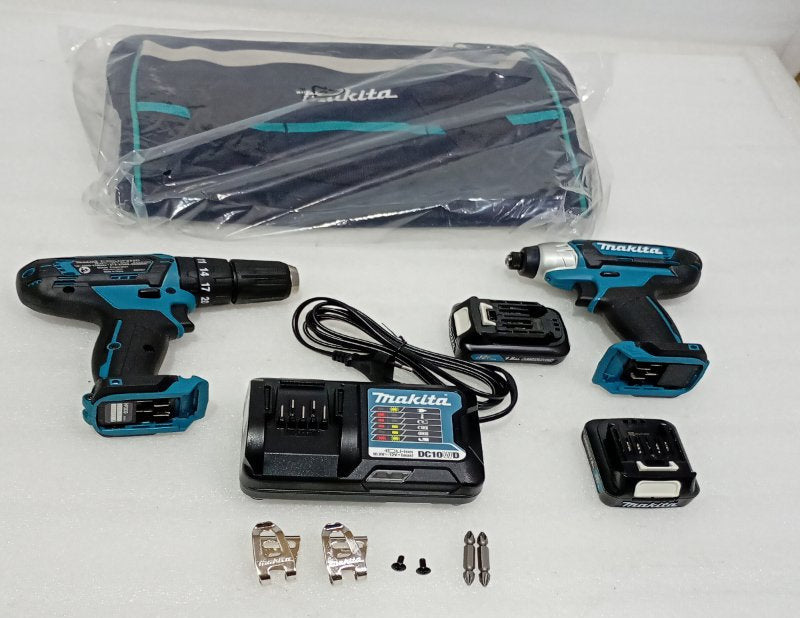 Kit Makita CLX228 Taladro Percutor HP333D + Atornillador Turquesa