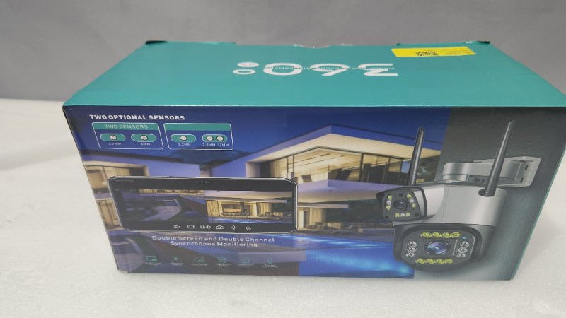 Cámara de Seguridad WiFi Exterior Doble Lente 8 MP, 1080 P, Negro
