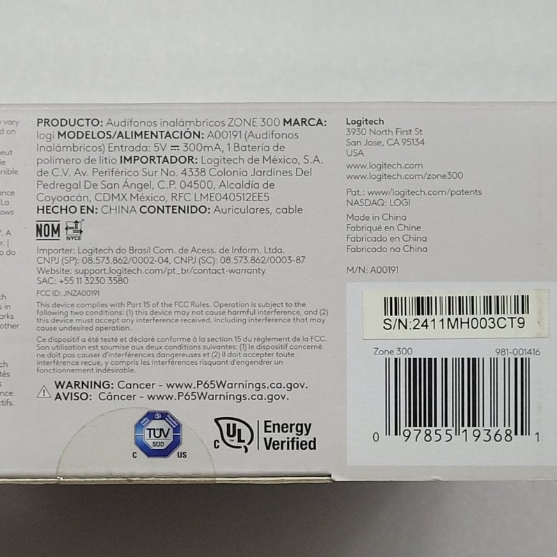 Audífonos Inalámbricos Logitech Zone 300 Blanco