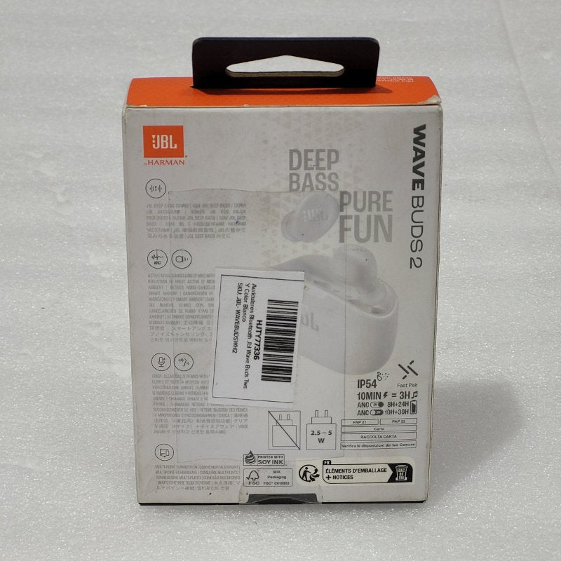 Auriculares Bluetooth JBL Wave Buds 2, Blanco