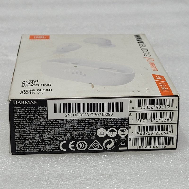 Auriculares Bluetooth JBL Wave Buds 2, Blanco