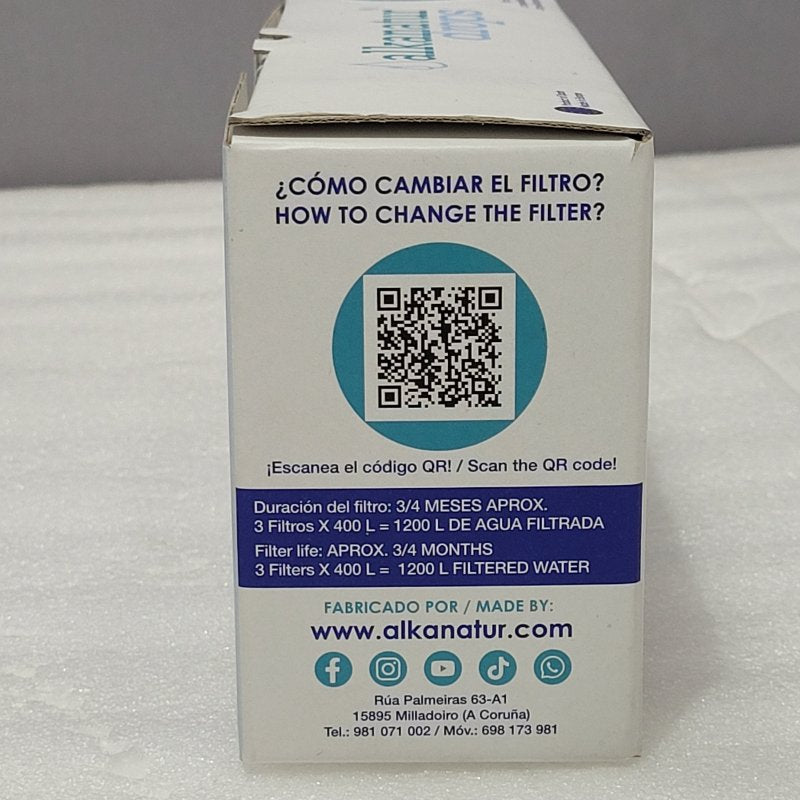 Pack 3 Filtros de Agua Alkanatur Drops Blanco