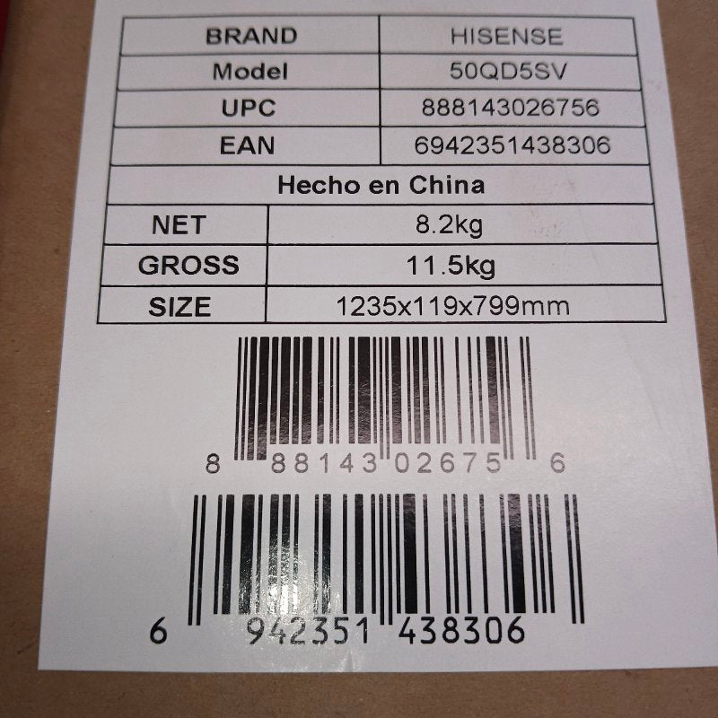 Smart TV Hisense 50QD5SV QLED 4K UHD 50 Pulgadas