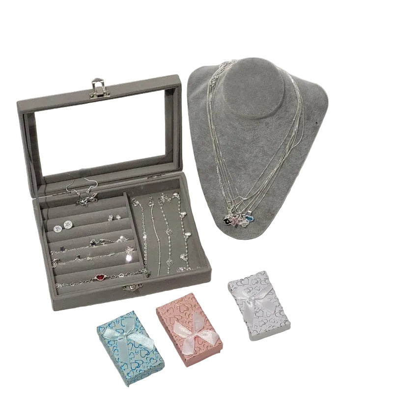 Set de Joyería Plata 925 – Collar, Pulsera y Aros – 17 Piezas