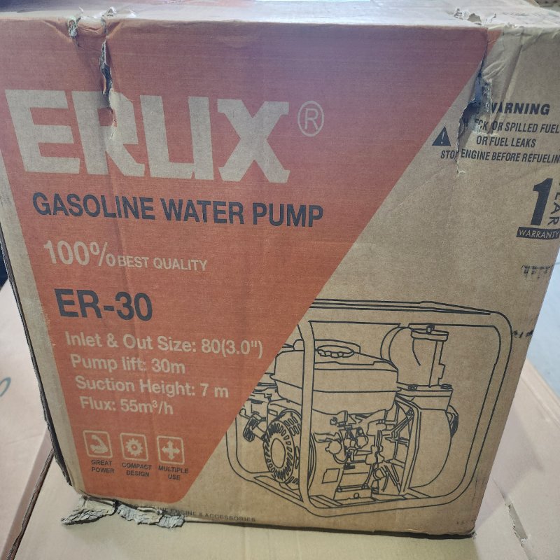 Motobomba de Agua 2 Pulgadas Profesional ERLIX ER-30 7.0HP Gasolina