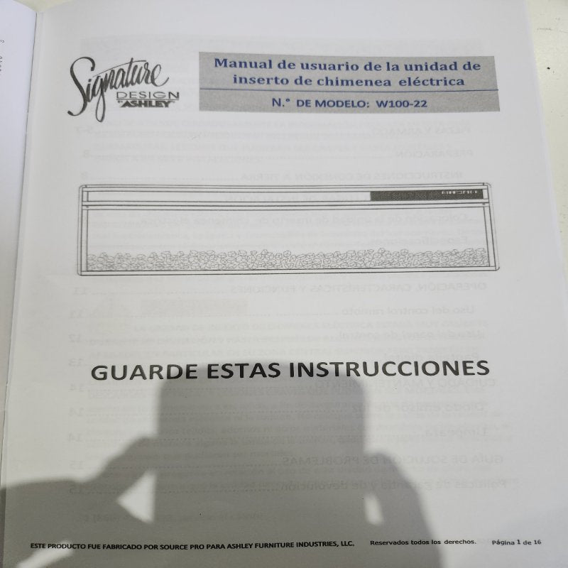 Chimenea Eléctrica Inserto Rack TV Asheley W100-22 Negra