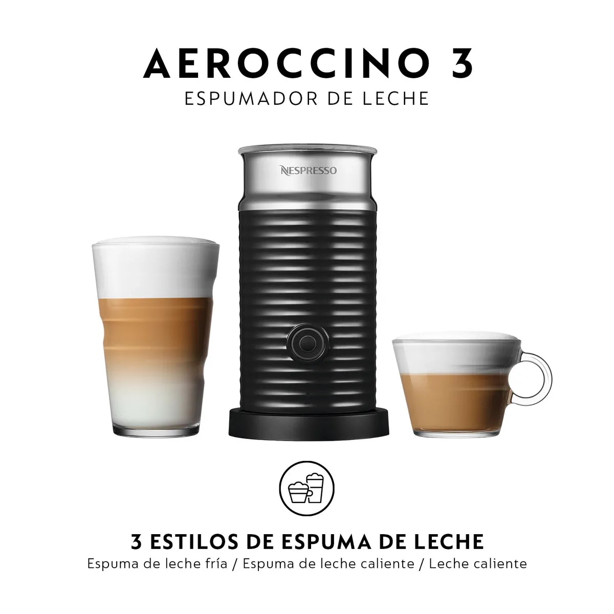 Cafetera de Cápsulas Nespresso Inissia C40 con Espumador de Leche Aeroccino 3