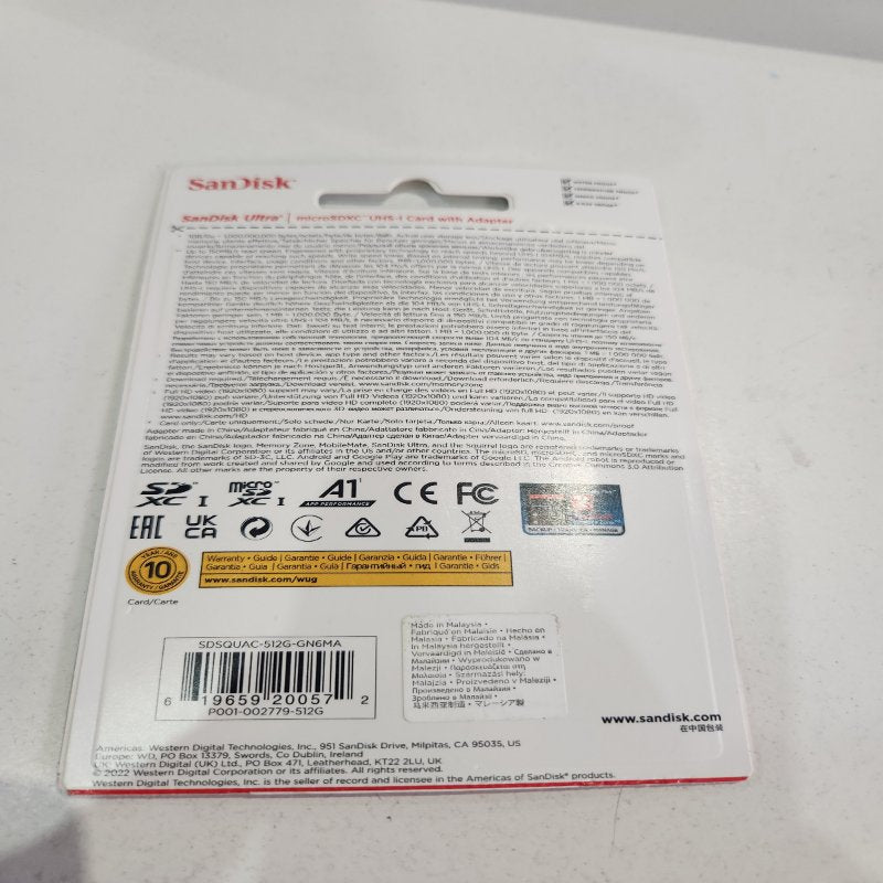 Tarjeta de Memoria SanDisk UHS-I con Adaptador 512 GB