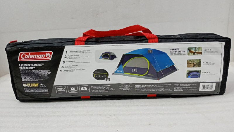 Carpa Coleman 4 Personas Skydome Dark Room, Azul y Verde