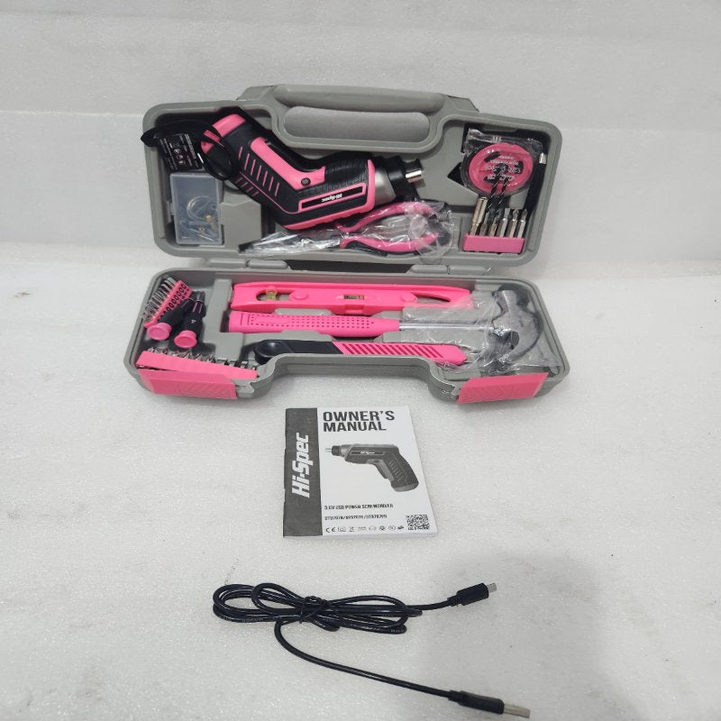 Juego de Herramientas HI-SPEC USB 3.6 V 19 Piezas, Rosado