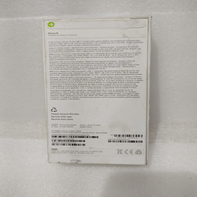 Celular iPhone 15 – Blue, 128GB