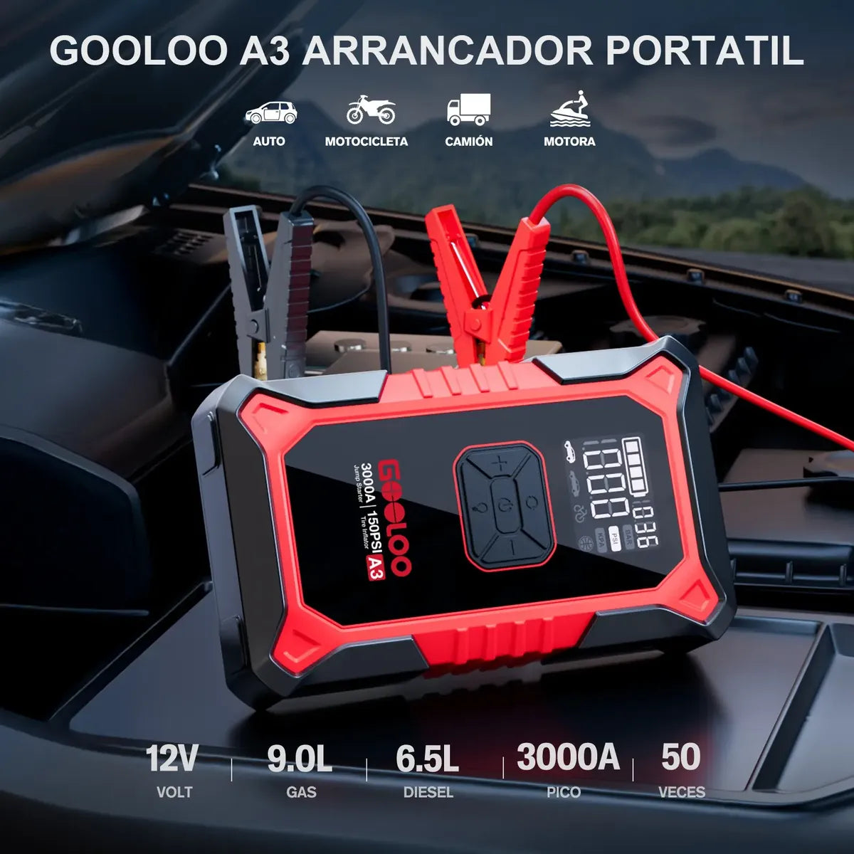Arrancador de Baterías Portátil Gooloo JS-506 con Compresor