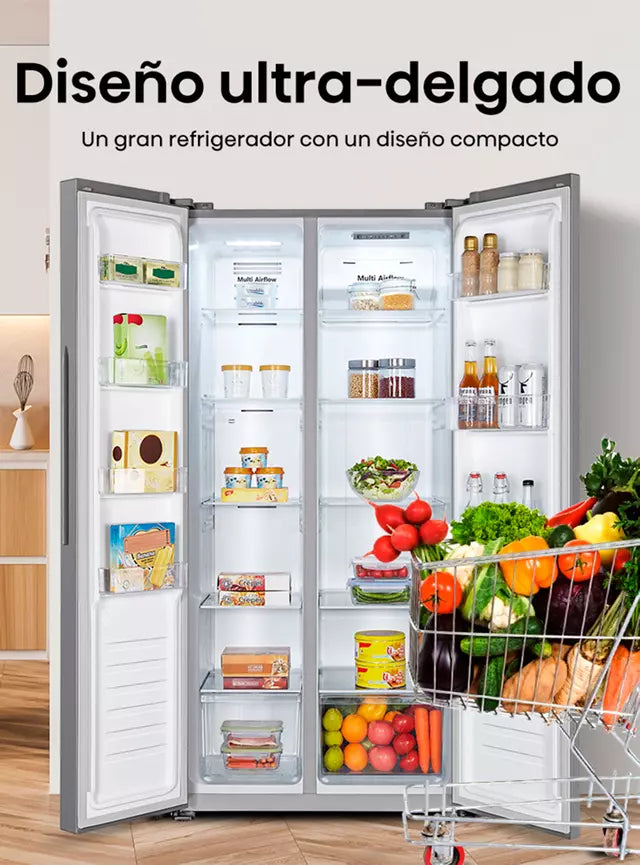 Refrigerador Congelador Dos Puertas Hisense Side By Side Rc-56ws Sistema De Deshielo Automático Silver 428 Litros