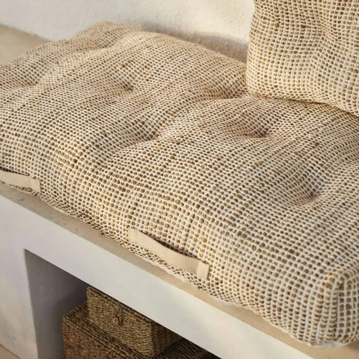 Set 2 Cojines de Suelo Calma House West 120 CRU Blanco 60x120x13 cm