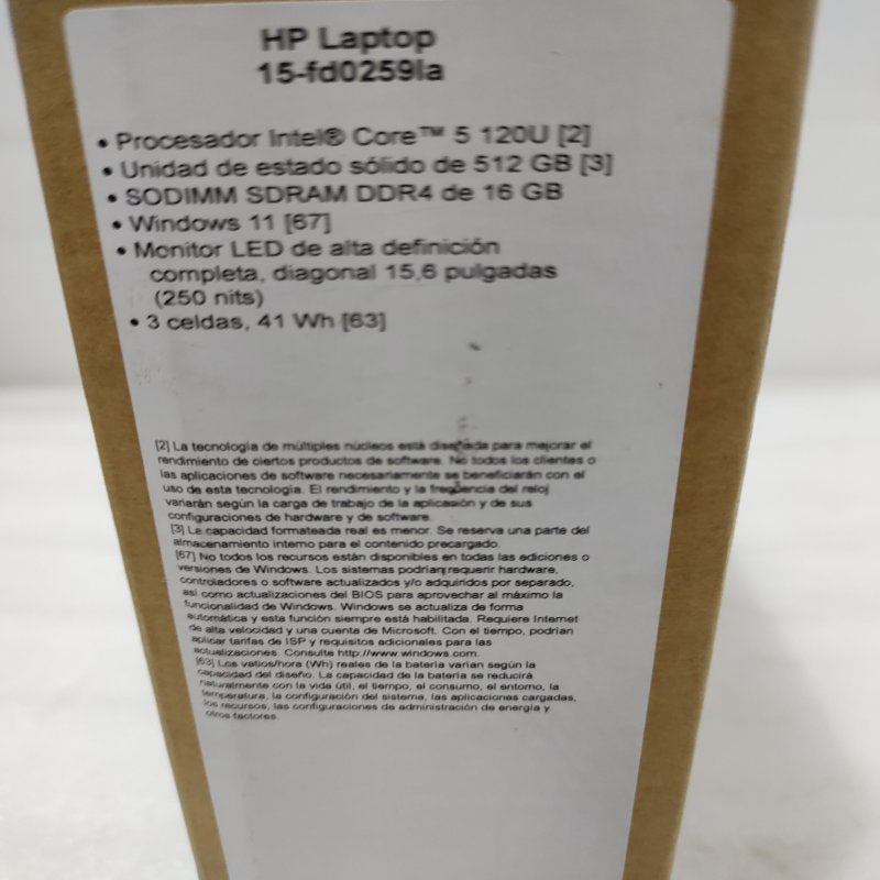 Notebook HP 15-fd0259la 15.6" Intel Core i5 16GB RAM 512GB SSD Windows 11