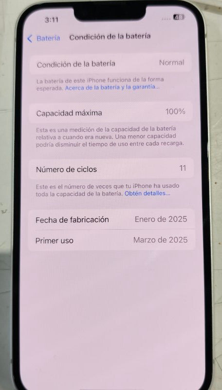 Celular iPhone 16e Reacondicionado Apple A3409 128 GB, White