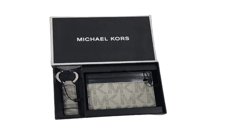 Set Tarjetero + Llavero Michael Kors 86F5SGFD1B,Pearl Grey