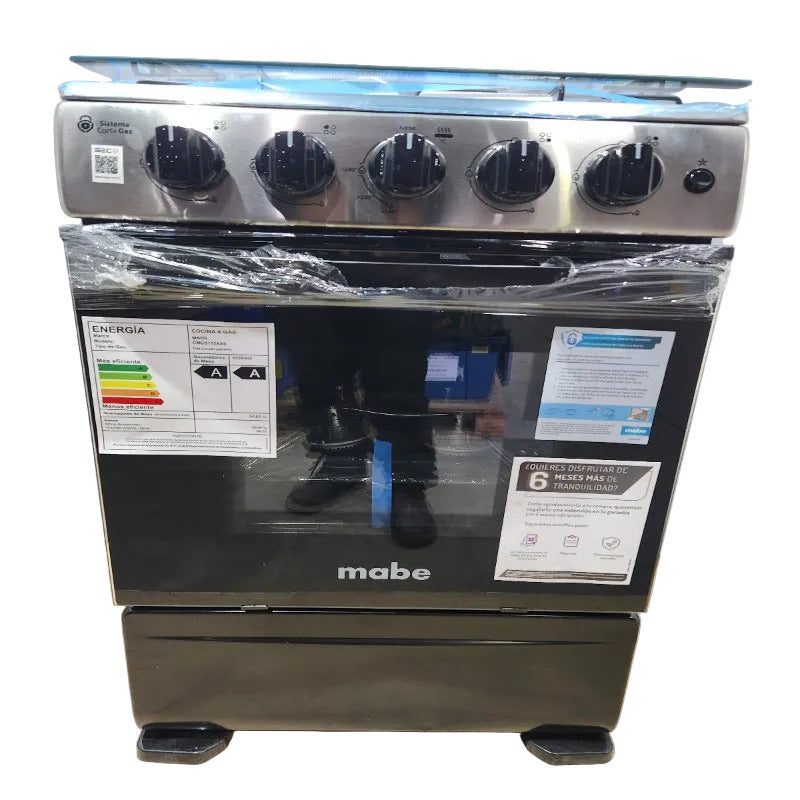 Cocina a Gas 4 Platos Mabe CMC5115AX0 Negra