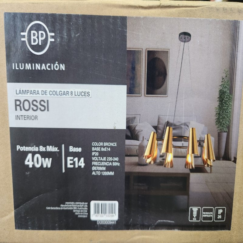 Lámpara de Colgar Rossí 8 Luces E14 Bronce BP