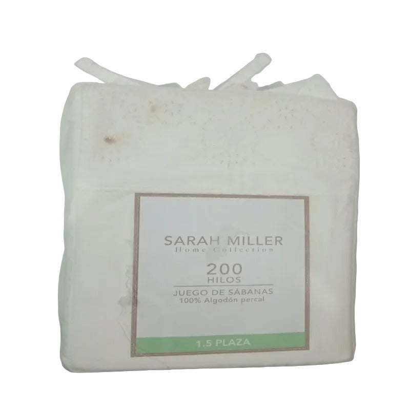 Juego de Sábanas Sarah Miller 1.5 Plazas 200 Hilos 100% Algodón