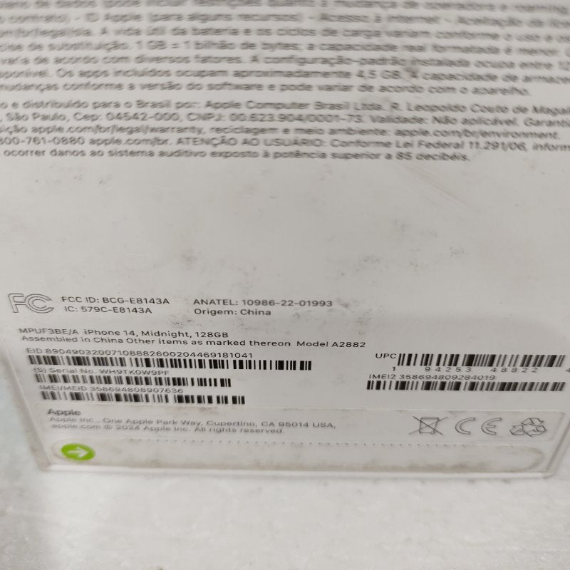 Celular iPhone 14 A2882 128 GB, Midnight