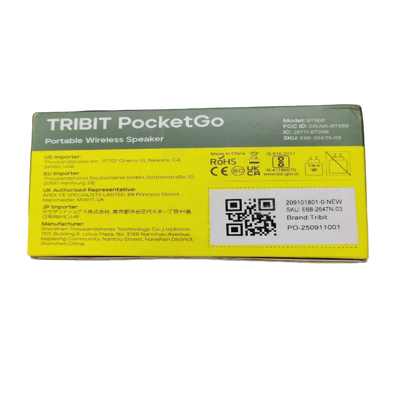 Parlante Portátil Inalámbrico Tribit PocketGo BTS68 70W, Verde