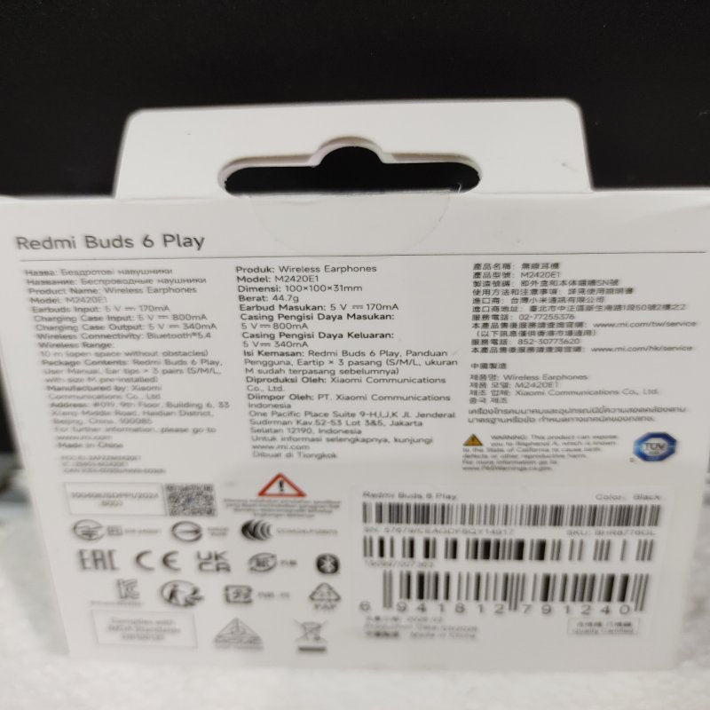 Audífonos Inalámbricos Redmi Buds 6 Play M2420E1, Negro
