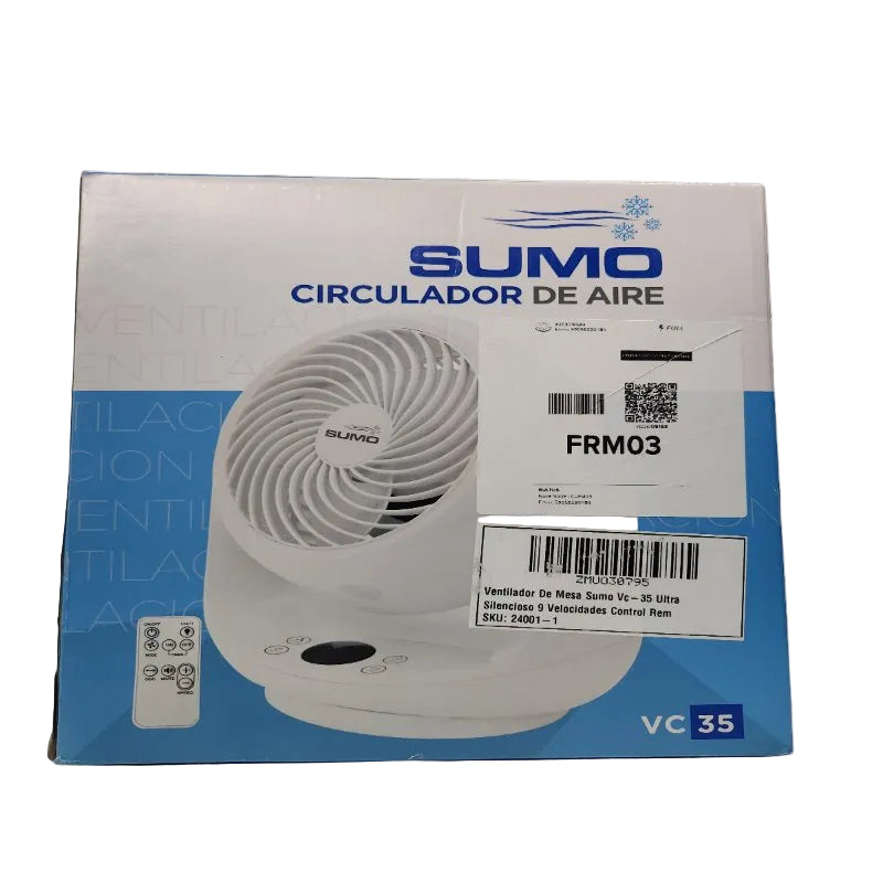 Ventilador de Mesa Sumo VC 35 Ultra Silencioso 9 Velocidades con Control Remoto
