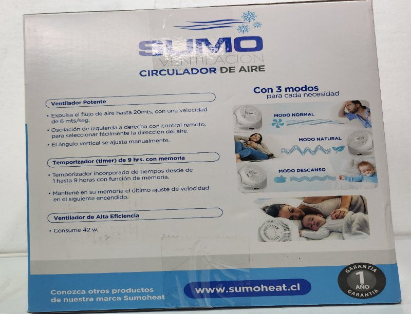 Ventilador de Mesa Sumo VC 35 Ultra Silencioso 9 Velocidades con Control Remoto