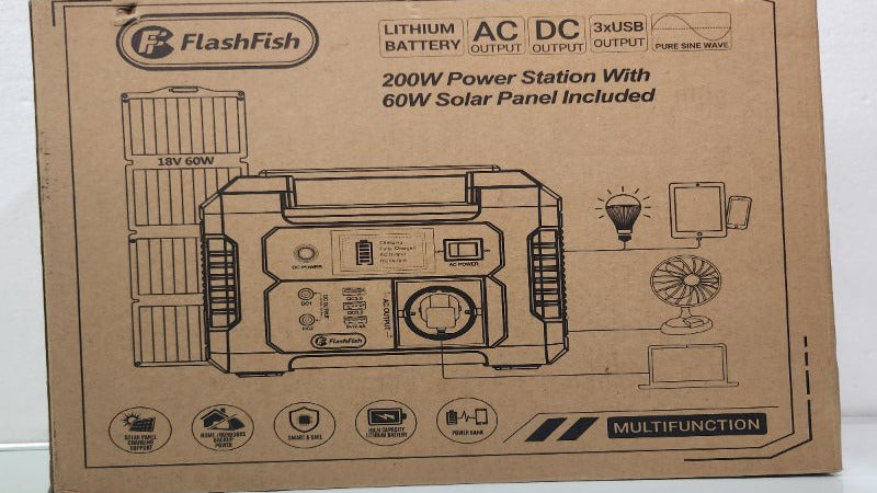 Generador Solar Portátil Flashfish E200 con Panel Solar SP18V60W