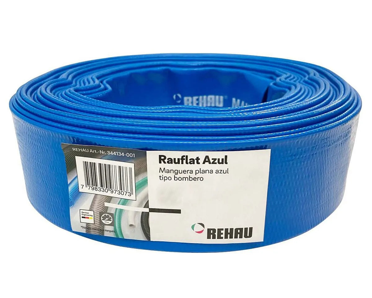 Manguera Plana Rauflat Tipo Bombero Azul 2Pulg / 10 Mtr