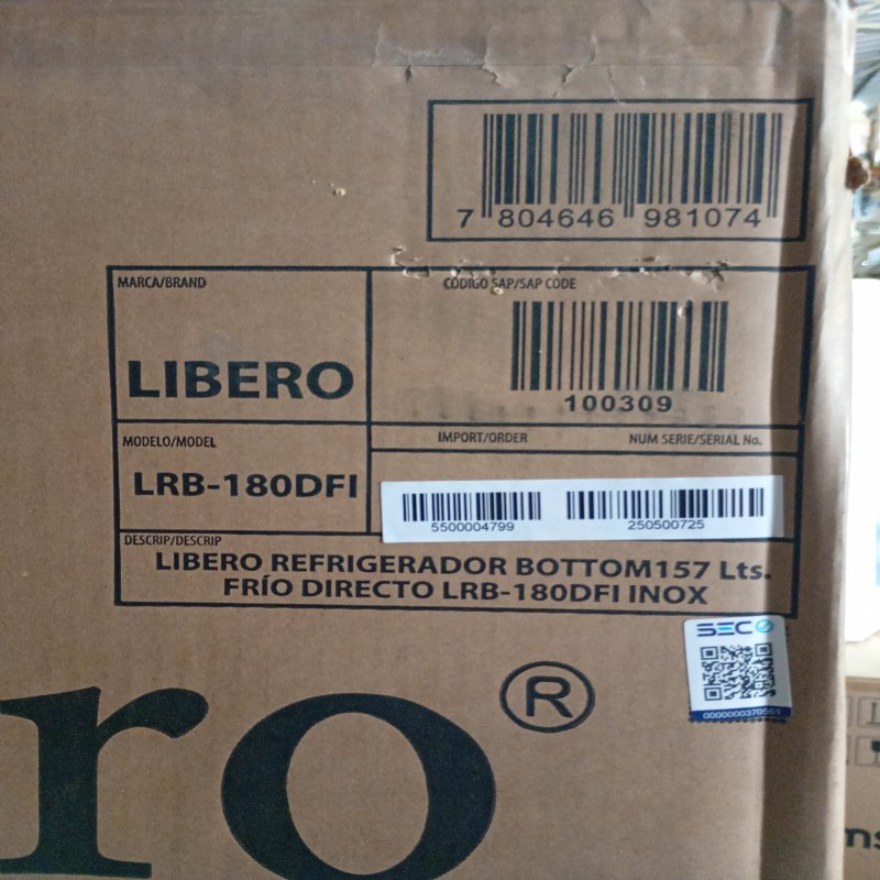 Refrigerador Bottom Libero LRB-180DFI 157 Litros