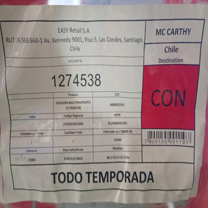 Escalera Multipropósito Alto 3.27 m 12 Peldaños MC Carthy
