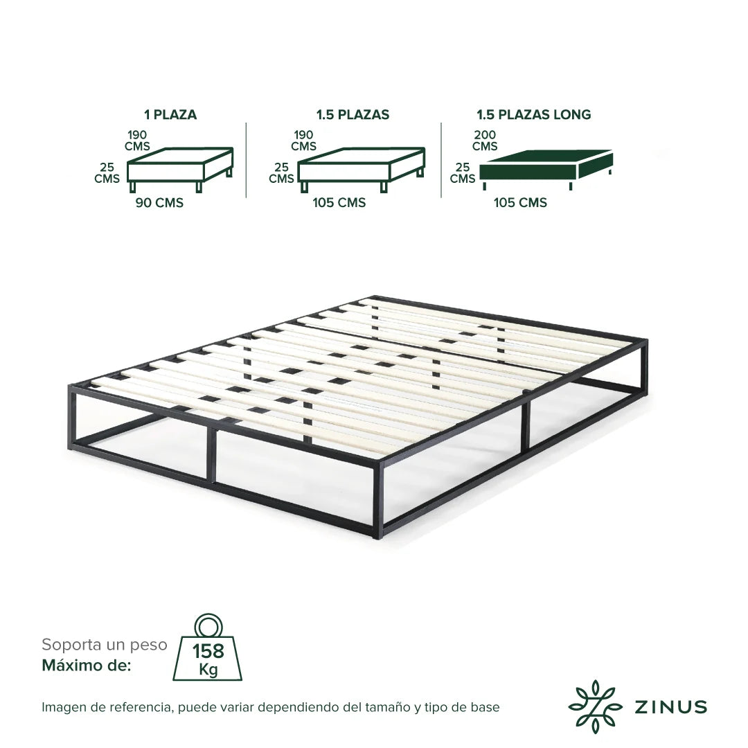 Base de Cama Zinus Joseph 1.5 Plazas Long MBBF Negro