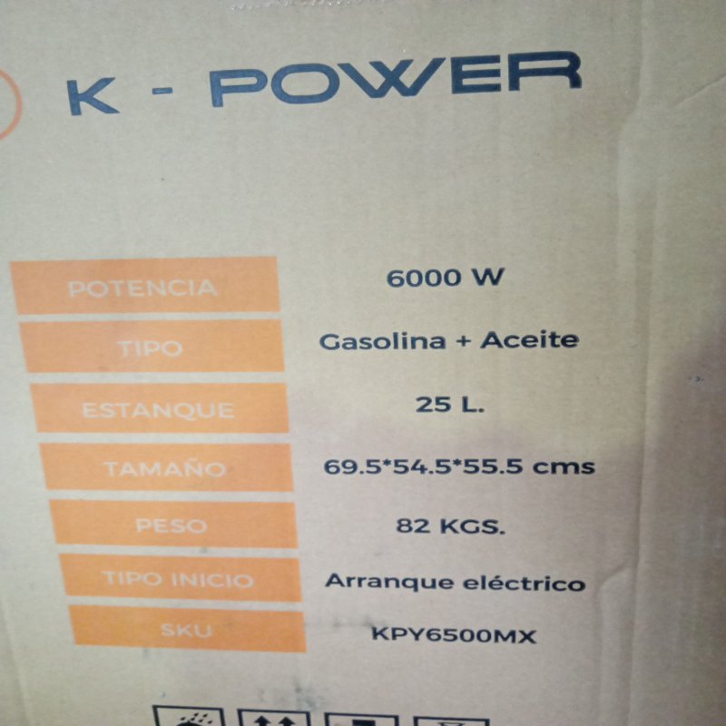Generador Eléctrico a Gasolina+ Aceite, 6000W, 25 Litros