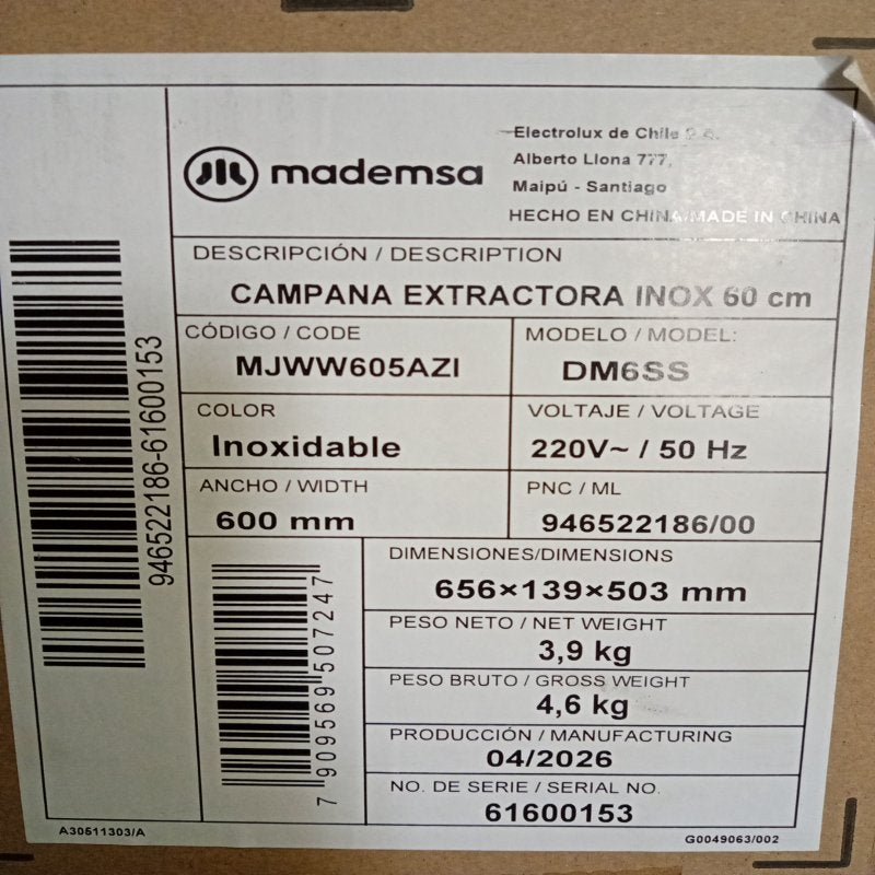 Campana Extractora Madesa DM6SS Inox 60 cm