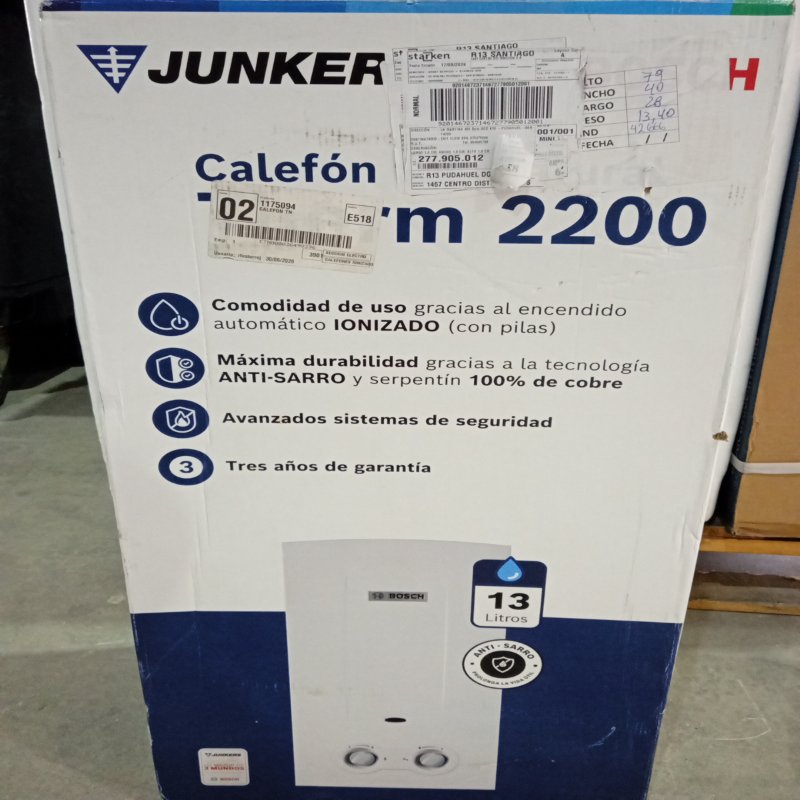 Calefón a Gas Natural Bosch Therm 2200 13 Litros, Blanco