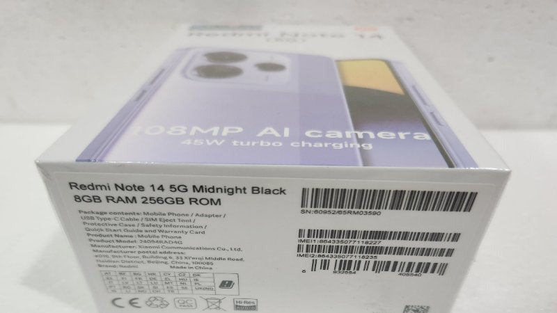Celular Redmi Note 14 5G Xiaomi 8GB/256GB, Midnight Black