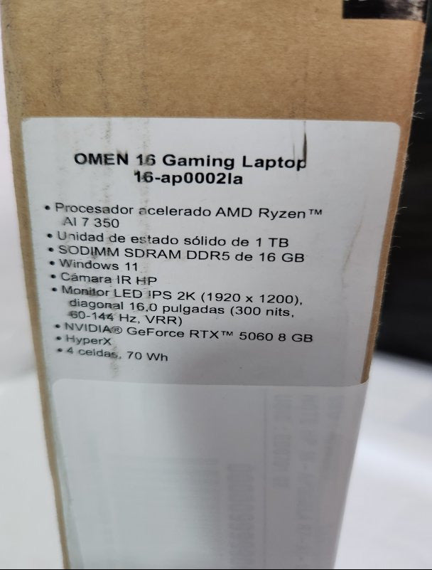 Notebook Gamer HP OMEN 16-AP0002LA AMD Ryzen AI 7 350 16GB 1TB, Negro