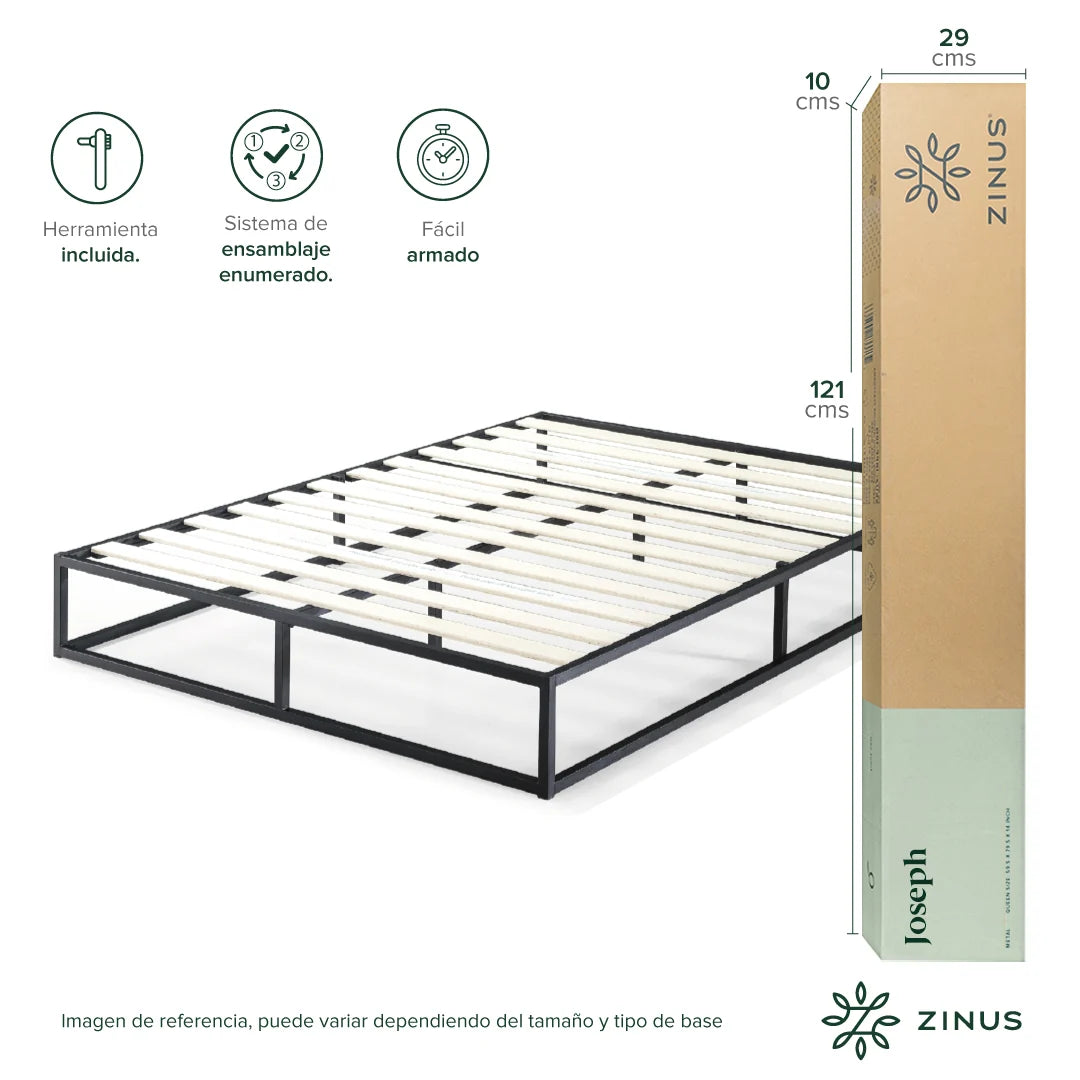 Base de Cama Zinus Joseph 1.5 Plazas Long MBBF Negro