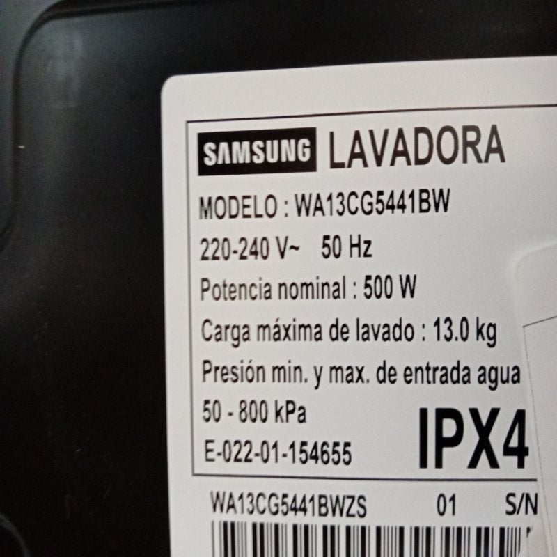Lavadora Automática Samsung WA13CG5441B 13 kg, Blanco