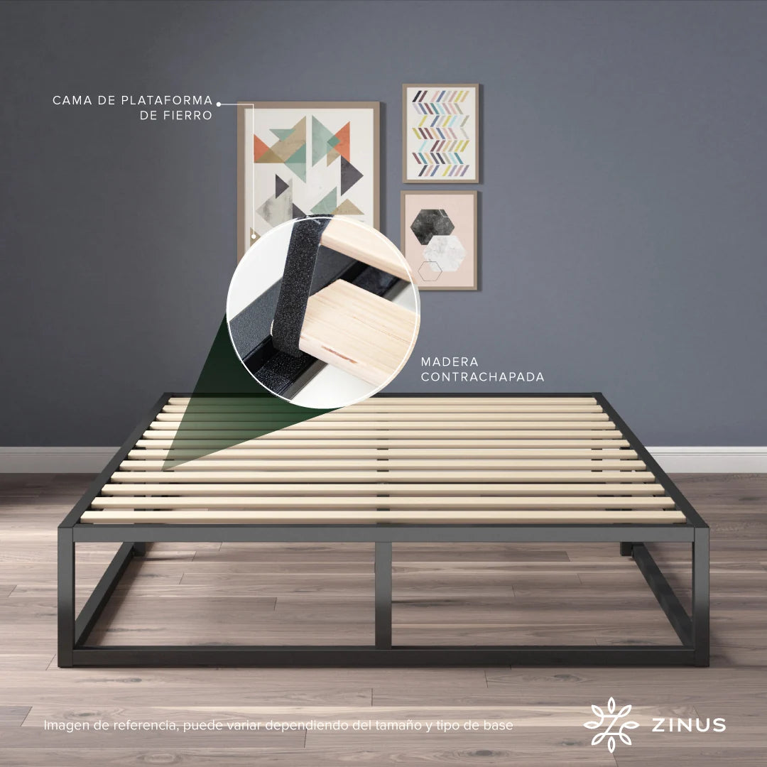 Base de Cama Zinus Joseph 1.5 Plazas Long MBBF Negro