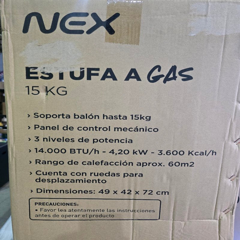 Estufa a Gas NEX 14000 BTU, 15 Kilos