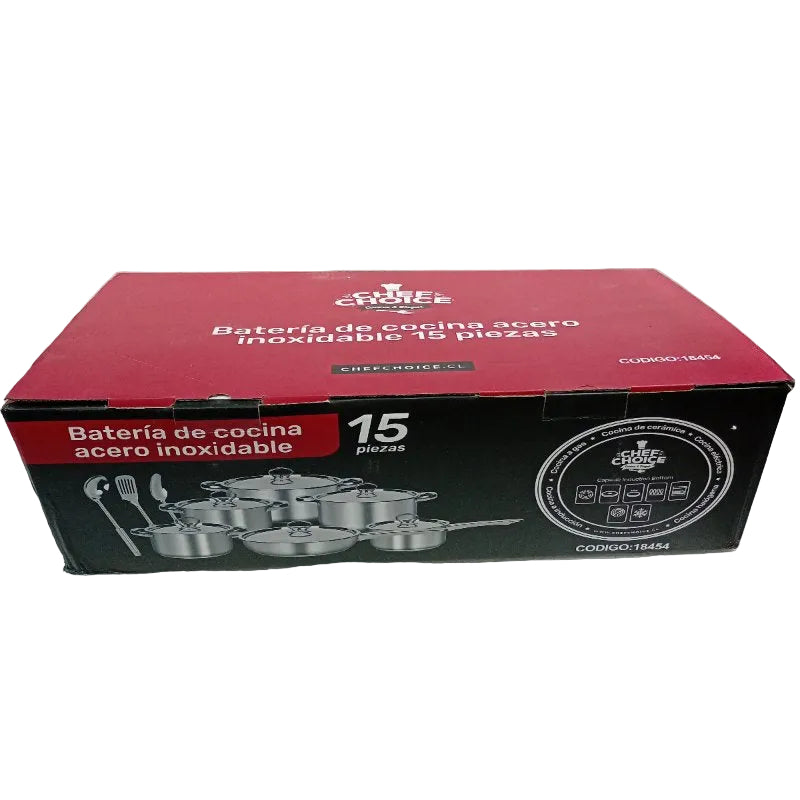 Juego de Batería de Cocina Chef Choice 15 Piezas Inox