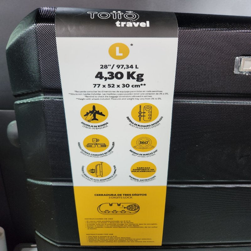 Maleta de Viaje Totto Travel Rayatta Negra L 97.34 L/ 4.30 KG