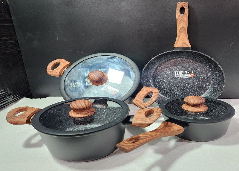 Set de Batería de Cocina Keep Granite Black 7 Piezas Antiadherente ILAG para Inducción