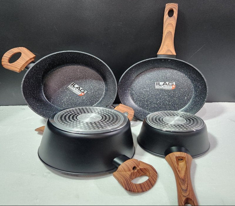 Set de Batería de Cocina Keep Granite Black 7 Piezas Antiadherente ILAG para Inducción