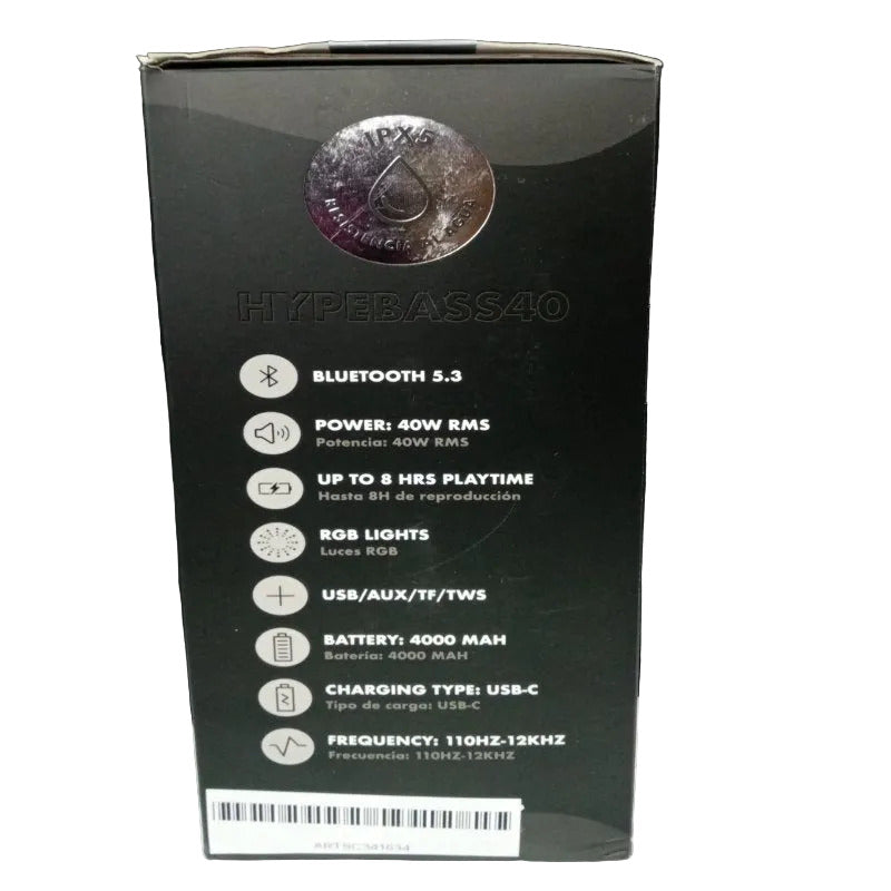 Parlante Bluetooth Blik Hypebass40 40W RMS